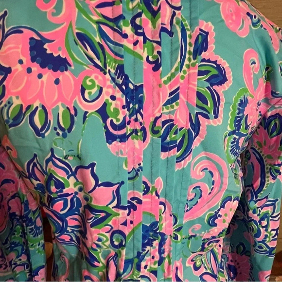 LILLY PULITZER Seana Dress UPF 50+ Blue Horizon Jungle Sunrise Woman’s Size XS - Picture 9 of 12